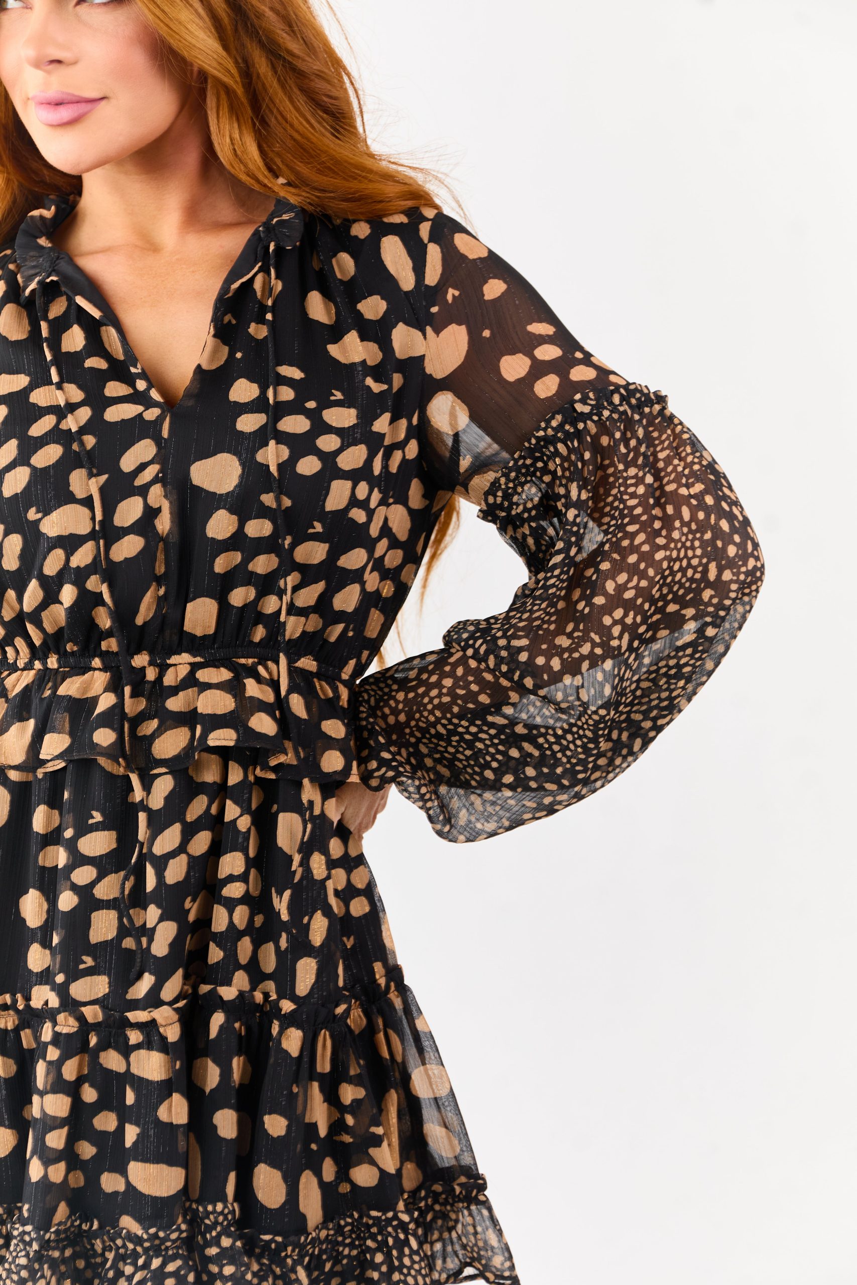 Black-Abstract-Print-Lurex-Chiffon-Mini-Dress-detail_09242025.jpg Black Abstract Print Lurex Chiffon Mini Dress - Image 6